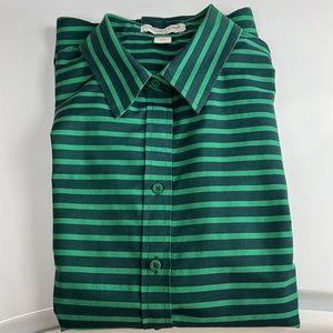 Super sharp Coldwater Creek striped green and blue shirt size M 10-12